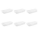 Sterilite 19608006 41 Quart/39 Liter Underbed Storage Box, Clear with White Lid, 6-Pack