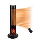 Electric Tower Space Heater 12h Timer Shaking Angle Tip-Over and Overheat Protection with Remote Control and Simulated Flame size 11.8"*11.8"*21.2"