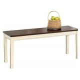 Signature Design by Ashley Whitesburg Cottage Rectangular Dining Bench, Brown & Antique White