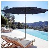 Bumblr 9ft Patio Umbrella Outdoor Market Table Umbrella with Push Button Tilt/Crank & 8 Sturdy Ribs Sun Umbrella for Garden Lawn Deck Backyard Pool, Navy