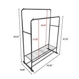 Clothing Garment Rack Metal Heavy Duty Double Rail Clothes Rack Organizer 2-Tier Storage Shelf for Boxes Shoes Boots Commercial Grade Multi-Purpose Entryway Shelving Unit for Home Office Bedroom Black