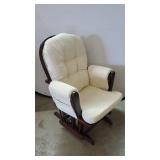 Assembled & Ready to Rock! Storkcraft Premium Hoop Glider (Espresso Base, Beige Cushion)  Padded Cushions with Storage Pocket, Smooth Rocking Motion, Solid Hardwood Base