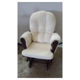 Assembled & Ready to Rock! Storkcraft Premium Hoop Glider (Espresso Base, Beige Cushion)  Padded Cushions with Storage Pocket, Smooth Rocking Motion, Solid Hardwood Base