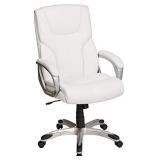 Amazon Basics Executive Office Desk Chair with Armrests, Adjustable Height/Tilt, 360-Degree Swivel, 275Lb Capacity - White/Pewter