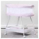 Delta Children Sweet Dreams Bassinet with Airflow Mesh - Bedside Portable Crib with Vibration, Lights and Music, Pink Infinity