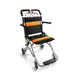 Portable Lightweight Wheelchairs Transport Folding Light Aluminium Travelling Wheelchair with Handbrake for Adults or Child (Orange Tube)