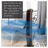 Lasko Wind Curve Electric Oscillating Tower Fan with Bluetooth Technology for Indoor, Bedroom and Home Office Use, 42", Blackwood T42905