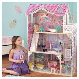 KidKraft Annabelle Wooden Dollhouse with Elevator, Balcony and 17 Accessories, Gift for Ages 3+