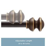 Lot of 6 Curtain Rods - 2 Kenney Kendall 5/8" Standard Decorative Window Curtain Rod, 48-86", Brushed Nickel & 2 28-48" Brushed Nickel, & 2 28-48" Bronze