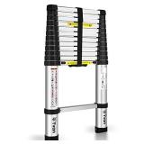 Yvan Telescoping Ladder,12.5 FT One Button Retraction Aluminum Telescopic Extension Extendable Ladder,Slow Down Design Multi-Purpose Ladder for Household Daily or Hobbies,330 Lb Capacity