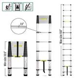 Yvan Telescoping Ladder,12.5 FT One Button Retraction Aluminum Telescopic Extension Extendable Ladder,Slow Down Design Multi-Purpose Ladder for Household Daily or Hobbies,330 Lb Capacity