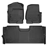 Husky Liners - 94061 Fits 2017-20 Ford F-250/F-350 Crew Cab - with factory storage box Weatherbeater Front & 2nd Seat Floor Mats Black