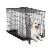 New World 48" Folding Metal Dog Crate, Includes Leak-Proof Plastic Tray, Dog Crate Measures 48 L x 30 W x 33 H Inches, Fits XL Dog Breeds