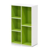 Furinno 5-Cube Reversible Open Shelf, White/Green 11069WH/GR