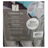 CASA 7-Piece Solid Reversible Comforter Set With BONUS Sheets, Queen, Aqua