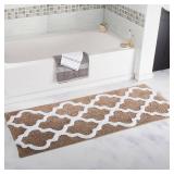 Lavish Home 67-0029-T 24 x 60 in. 100 Percent Cotton Trellis Bathroom Mat - Taupe