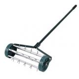 MTB Heavy Duty 18 Inch Aerator Roller Rolling Lawn Garden Spike Lawn Aerator Home Grass Steel Handle Green Quick and Easy to Assemble