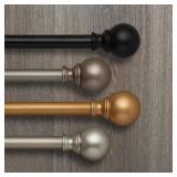 48" to 86" - Antique Pewter- Elrene Cordelia Adjustable Window Curtain Rod and Ball Shaped Finial, Set Of 1, Silver