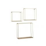 Signature Design by Ashley Efharis Natural/Gold Finish Wall Shelf - Set of 3