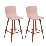 Furniture R Mid-Century Modern Upholstered Bar Stool (Set of 2) Yellow
