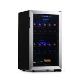 NewAirFreestanding 28Bottle Dual Zone CompressorWine Fridgein Stainless Steel Adjustable Racks & Exterior Digital Thermostat- Retail:$453.49