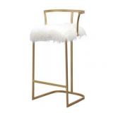 Abbyson Zoe Ivory Faux Fur 30-in Bar Stool - Retail:$133.49