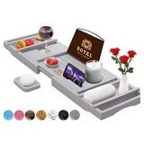 Royal Craft Wood Bamboo Gray Bathtub Caddy Tray