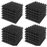Square Black Foam Acoustic Panels, 12x12 Inches Each, Black