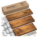 Set Of Three Dry Wall Mounting Shelves, Wood Grain