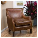 Carbon Loft Linden Vintage Brown Leather Club Chair- Retail:$794.99