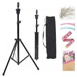 Lihui Wig Stand, Black, With Carry Case