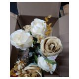 Tan Rose Bouquet, Rosa Indica Displayed with Lavender
