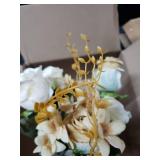 Tan Rose Bouquet, Rosa Indica Displayed with Lavender