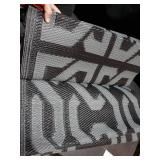 Reversible Outdoor Mat, 9x12 Foot, Gray And Black