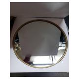 Iron Framed Round Mirror, Gold, 24 Inches