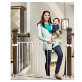 Regalo Extra Tall and Wide 2-in-1 Stairway and Hallway Wall Mounted Baby Gate, Bonus Kit, Includes Banister and Wall Mounting Kit
