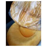 Art Leon Modern 37.99 in. Height Yellow Velvet Round Swivel Bar Stools with 4-Metal Foots and Low Back (Set of 2)