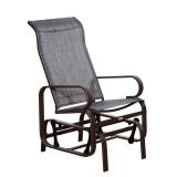 Outsunny Single Glider Patio Swing Rocking Chair with Breathable Mesh, Smooth Arms for Backyard, Garden, Lawn, Grey- Retail:$129.99