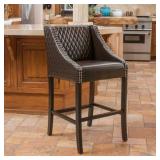Milano 28-inch Brown Quilted Bonded Leather Barstool by Christopher Knight Home- Retail:$291.49