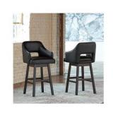 Tallenger Black/Dark Brown Tall Upholstered Swivel Barstool, Set of 2 - 23"W x 22"D x 43"H- Retail:$367.49