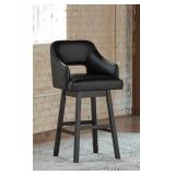 Tallenger Black/Dark Brown Tall Upholstered Swivel Barstool, Set of 2 - 23"W x 22"D x 43"H- Retail:$367.49