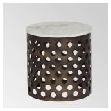 Murky Black + White- Ferdinand Modern Industrial Accent Table with Marble Table Top by Christopher Knight Home- Retail:$89.99