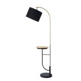 Versanora - Danna Arc Floor Lamp with USB Port, Wood Table, Marble Base- Retail:$164.99