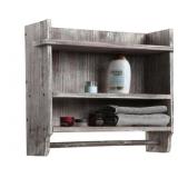 MyGift Country Rustic Wood Bathroom Organizer