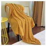 Mustard Yellow Throw Blanket, 52x78 Inches