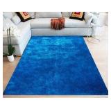 Budgie Blue Fuzzy Room Rug, 5