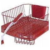 Rubbermaid 4 Piece Dish Drying Rack, Red