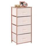 Mdesign Vertical Dresser Storage Tower - Sturdy Steel Frame, Wood Top, Easy Pull