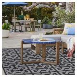 Reversible Outdoor Mat, 9x12 Foot, Gray And Black