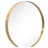 Iron Framed Round Mirror, Gold, 24 Inches